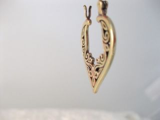 Victorian Heart Earrings Polished Bronze Earrings Snap Back