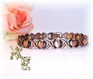 Beautiful Magnetic Copper Hearts and Kisses Style Bracelet