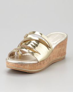 sheena metallic wedge slide platino $ 198