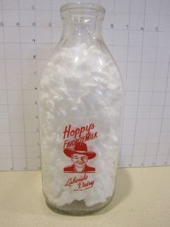 Hopalong Cassidy Half Gallon Milk Bottle Lakeside Dairy