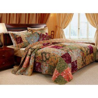 French Country Patchwork Quilted Bedspread Set Oversized