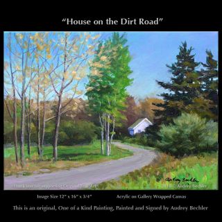 House Dirt Road Maine Landscape Painting Audrey Bechler