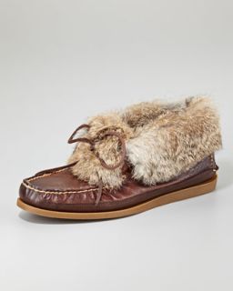  slipper available in dark brown $ 188 00 frye homer rabbit fur trim