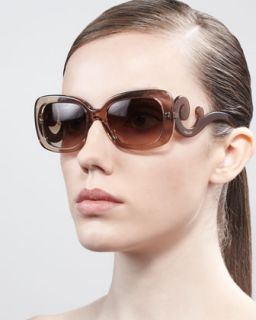  available in brown $ 290 00 prada curved temple sunglasses brown $ 290