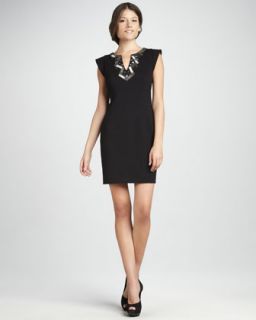  split neck ponte dress available in black $ 295 00 laundry by shelli
