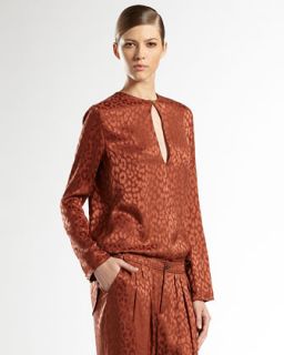 Gucci Silk Leopard Jacquard Shirt, Burnt Sand   