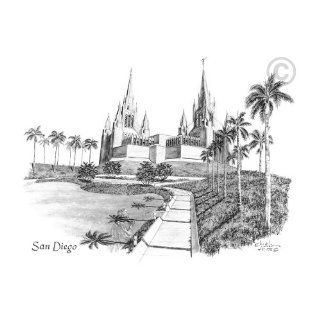 LDS Plastic San Diego California Temple Sketch Temple