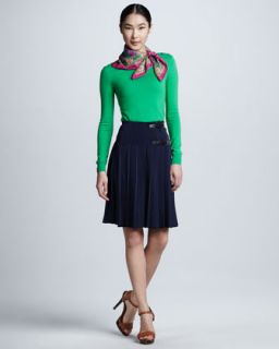button shoulder cashmere sweater buckled pleated skirt $ 475 798