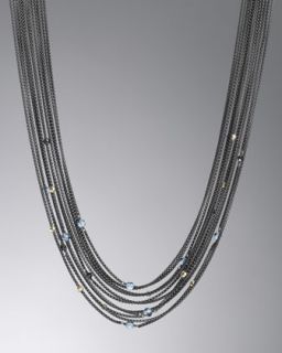 Y0Y7X David Yurman Multi Row Chain Necklace, Blue Topaz