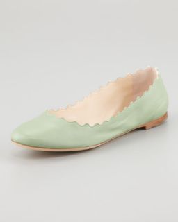 S9505 Chloe Scalloped Ballerina Flat, Turquoise