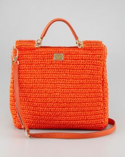 New Miss Sicily Crochet Tote Bag, Orange