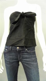 Lucca Couture Junior M Linen Strapless Tube Top Black Zipper Shirt