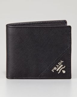  wallet black available in black $ 265 00 prada corner logo hip fold