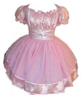 Adult Baby Sissy Pink Gingham Swiss Maid Dress Crossdresser Custom
