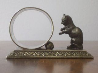 Babcock Silver Plate Figural Cat Napkin Ring Holder