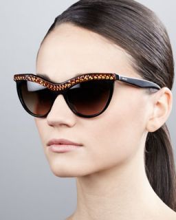 amber crystal encrusted cat eye sunglasses havana black $ 430