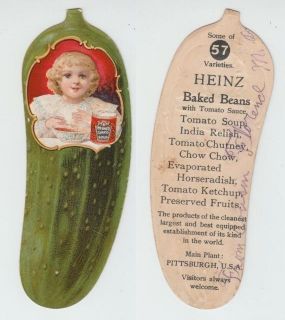  Victorian Trade Card Die Cut Pickle for Heinz Tomato Soup
