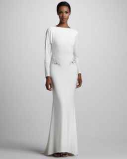Halston Heritage Jersey Wrapped Gown   