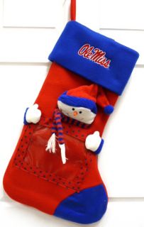 Ole Miss Rebels Snowman Holiday Stocking w Photo Window New HUGE