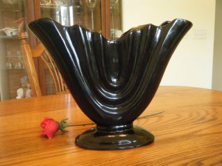 Vintage Art Deco Camark Black Fan Vase Shape 288
