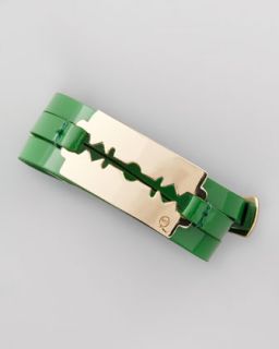 Y1B3A McQ Alexander McQueen Mini Razor Blade Wrap Bracelet, Green