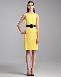 Milano Knit Jewel Neck Dress, Tuscan Yellow