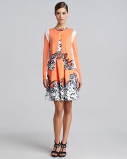 Blumarine Printed Cardigan & Printed Full Skirt Dress   
