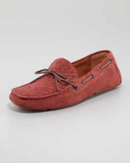 N1XN2 Bottega Veneta Suede Woven Driver, Light Red