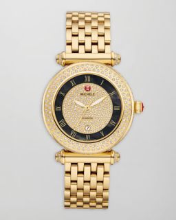 444Q Michele Gold/Black Caber Pave Diamond Watch Head & Bracelet