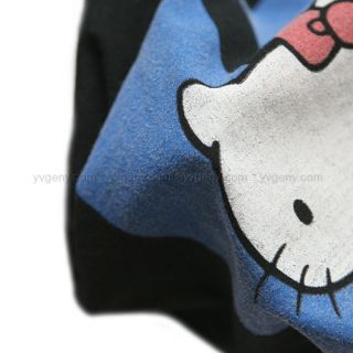 The t shirt features a deliberately aged Hello Kitty and Rory print on