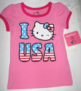 Girls 4 Hello Kitty Glittery Patriotic T Shirt