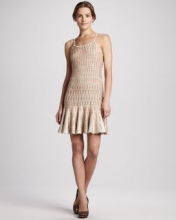  knit slip dress available in champagne $ 495 00 alice olivia fern drop