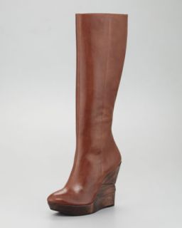 Stacked Heel Leather Boot  