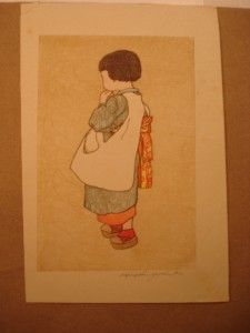 Hiroshi Yoshida Woodblock Print Small Child