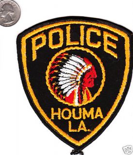 Police Patch Houma La State Louisiana Indian Chief Cloth Shield Badge