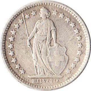 1920 B Switzerland 1 2 Franc Silver Coin Helvetia KM 23