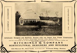 1905 Ad Hitchings Greenhouse Palmhouse Architecture Horticulture