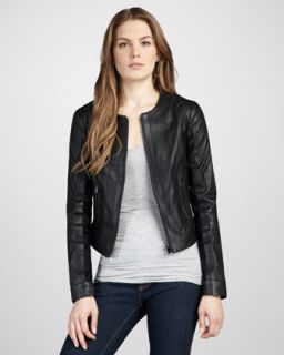 Vince Snap Front Leather Jacket   