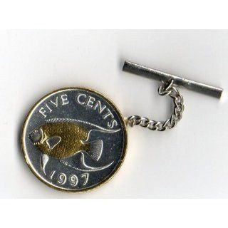 Bermuda 5 Cent Angel Fish Two Tone Coin Tie Tack Sports