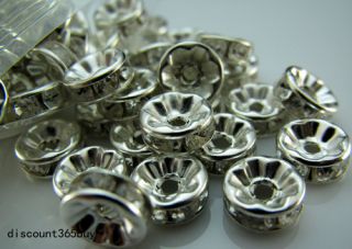 100pcs Jewelry Design Repair Crystal Rondelle Spacer Beads 6mm Silver