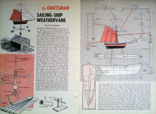 1959 How to Build Model Cutter Rig Sailboat SHIP Weathervane w Wood