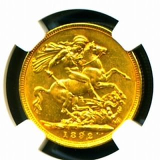 1892 M Australia Victoria Gold Coin Sovereign NGC RARE