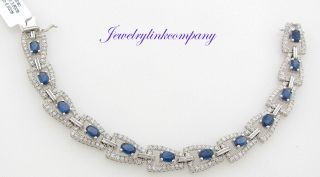  White Gold Ladies Diamonds and Sapphires Bracelet Gem Weight 10.30 cts