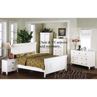 4pc Queen Size Bedroom Set White Finish