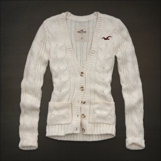 Womens Cream Cable Knit Seagull Sweater Cardigan Top Hermosa XS