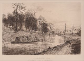  1881 Etching in Cassiobury Park England by J P Heseltine