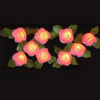 Set of 10 Pink Victorian Rose Flower Christmas Lights