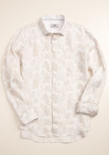 Hickey Freeman Mens Sterling Collection Faded Floral Sport Shirt