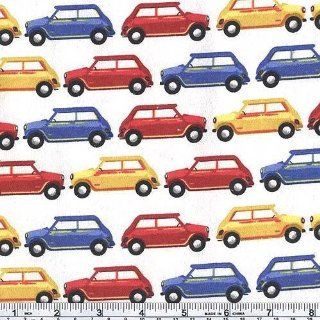 45 Wide Flannel Cars White Fabric By The Yard Arts