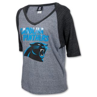 New Era NFL Carolina Panters 3/4 Oversized Raglan Womens V Neck